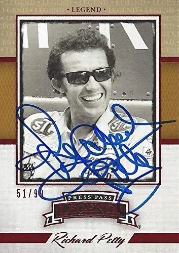 Autographed Richard Petty 2013 Press Pass Legends Racing (#43 Stp Team) Winston Cup Series Red Parallel Signed Collectible Nascar Trading Card #51/99 With Coa And Toploader 1