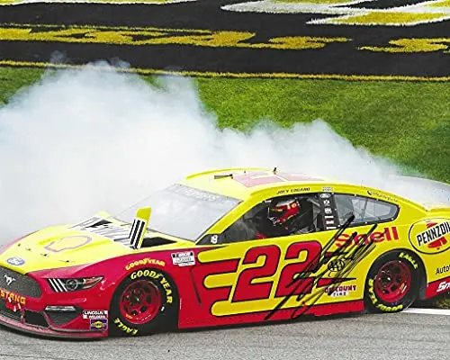 Autographed 2020 Joey Logano #22 Pennzoil Racing Kansas Race Win (Hollywood Casino 400) Victory Burnout Signed Picture 8X10 Inch Nascar Glossy Photo With Coa 1