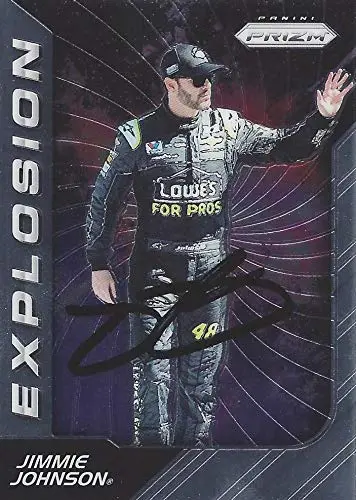 Autographed Jimmie Johnson 2018 Panini Prizm Racing Explosion (#48 Lowes For Pros Team) Hendrick Motorsports Insert Signed Nascar Collectible Trading Card With Coa 1
