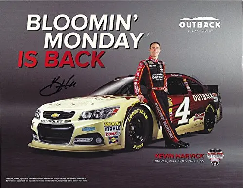 Autographed 2015 Kevin Harvick #4 Outback Steakhouse Racing (Bloomin Monday Is Back) 9X11 Signed Picture Nascar Hero Card With Coa 1