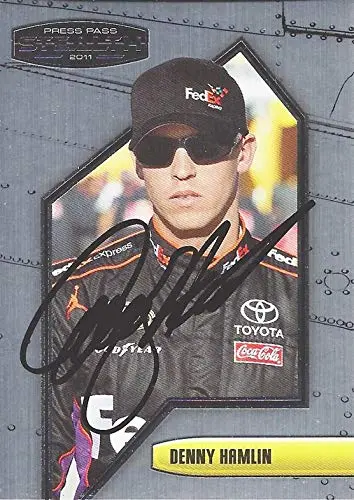 Autographed Denny Hamlin 2011 Press Pass Stealth Racing (#11 Fedex Express Team) Joe Gibbs Toyota Driver Signed Nascar Collectible Trading Card With Coa 1