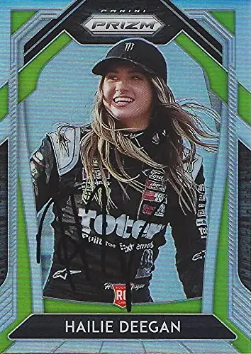 Autographed Hailie Deegan 2020 Panini Prizm Racing Rare Rookie Prizm (#4 Toter Driver) Arca Series Official Rookie Signed Collectible Nascar Trading Card With Coa 1