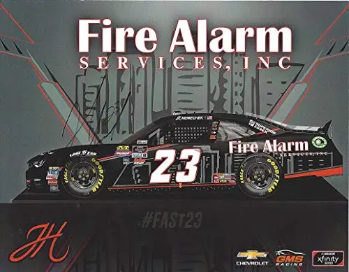 Autographed 2019 John Hunter-Nemechek #23 Fire Alarm Services Chevrolet Team (Gms Racing) Xfinity Series Signed Collectible Picture Nascar 5X7 Inch Hero Card Photo With Coa 1