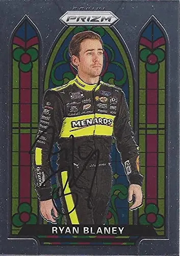 Autographed Ryan Blaney 2020 Panini Prizm Racing Stained Glass (#12 Menards) Team Penske Nascar Cup Series Insert Signed Collectible Trading Card With Coa 1