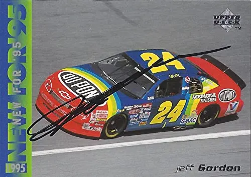 Autographed Jeff Gordon 1995 Upper Deck Racing New For 95 (#24 Dupont Rainbow Warrior) Hendrick Motorsports Vintage Signed Collectible Nascar Trading Card With Coa 1