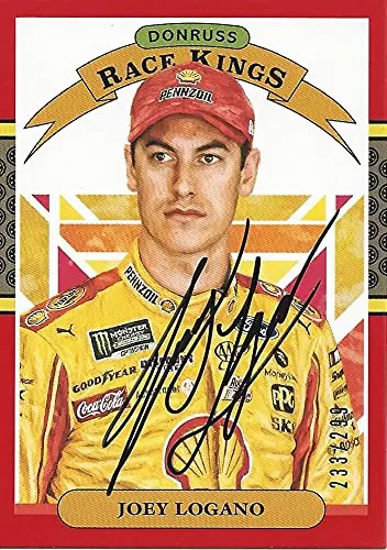 Joey Logano 2020 Panini Donruss Racing Race Kings (#22 Shell Pennzoil) Team Penske Nascar Cup Series Rare Red Parallel Insert Signed Nascar Collectible Trading Card With Coa #233/299 1