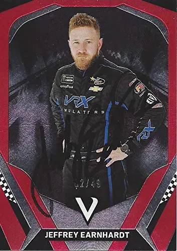 Autographed Jeffrey Earnhardt 2018 Panini Victory Lane Racing Vrx Simulators (Monster Enery Cup Series) Red Parallel Insert Signed Nascar Collectible Trading Card With Coa #02/49 1