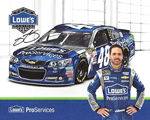 Autographed 2015 Jimmie Johnson #48 Lowes Pro Services Racing (Hendrick Motorsports) Signed Picture 8X10 Nascar Hero Card With Coa 1