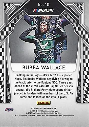 Autographed Bubba Wallace 2020 Panini Prizm Racing Skydiving Parachute (#43 Air Force Team) Nascar Cup Series Signed Collectible Trading Card With Coa 2