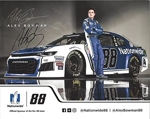 Autographed 2018 Alex Bowman #88 Nationwide Insurance Racing Team (Hendrick Motorsports) Monster Energy Cup Series Picture 8X10 Inch Signed Nascar Collectible Hero Card Photo With Coa 1