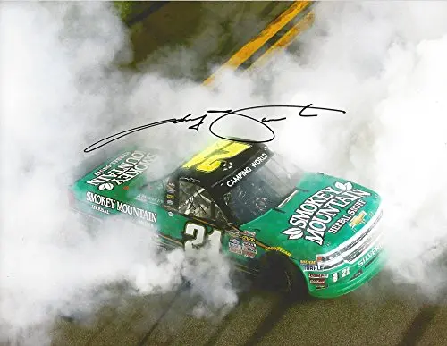 Autographed 2016 Johnny Sauter #21 Smokey Mountain Snuff Herball Snuff Racing Daytona Race Win (Victory Burnout) Truck Series Signed Collectible Picture Nascar 9X11 Inch Glossy Photo With Coa 1