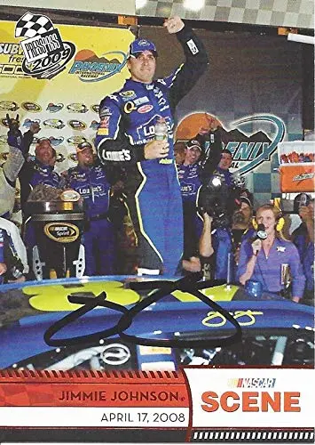 Autographed Jimmie Johnson 2009 Press Pass Racing Nascar Scene (Phoenix Win Victory Lane) #48 Lowes Hendrick Motorsports Signed Nascar Collectible Trading Card With Coa 1