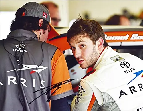 Autographed 2017 Daniel Suarez #19 Arris Team Garage Area (Joe Gibbs Racing) Monster Energy Cup Series Signed Collectible Picture Nascar 9X11 Inch Glossy Photo With Coa 1