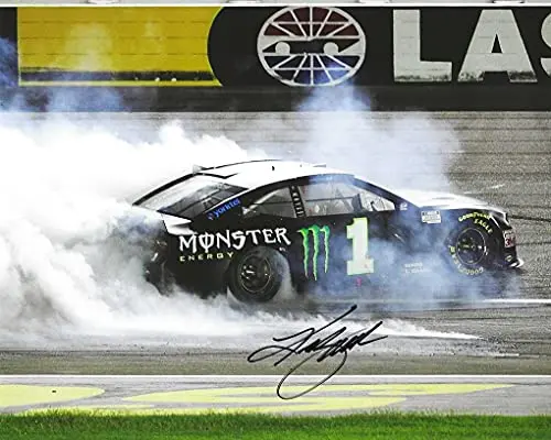 Autographed 2020 Kurt Busch #1 Monster Energy Team Las Vegas Race Win (Victory Burnout) Ganassi Racing Nascar Cup Series Signed Picture 8X10 Inch Glossy Photo With Coa 1