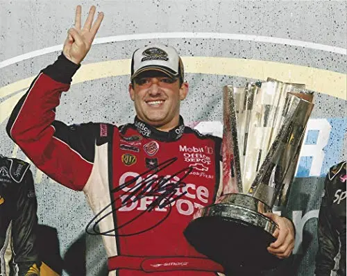 Autographed 2011 Tony Stewart #14 Office Depot Racing 3X Nascar Champion (Victory Lane Trophy) Homestead Championship Signed Collectible Picture Nascar 8X10 Inch Glossy Photo With Coa 1