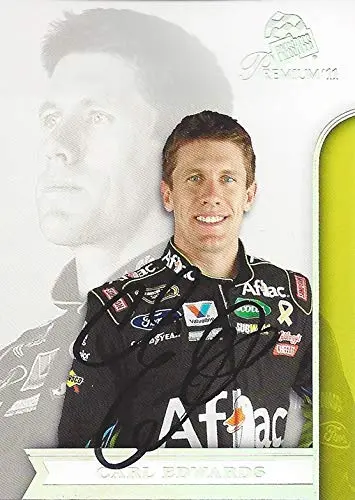 Autographed Carl Edwards 2011 Press Pass Premium Racing Contenders (#99 Aflac Team) Roush-Fenway Sprint Cup Series Ford Fusion Signed Nascar Collectible Trading Card With Coa 1