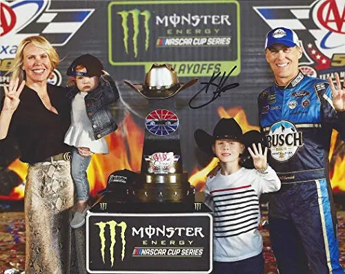Autographed 2019 Kevin Harvick #4 Busch Beer Team Texas Race Win (Victory Lane With Family) Monster Energy Cup Series Signed Collectible Picture 8X10 Inch Nascar Glossy Photo With Coa 1