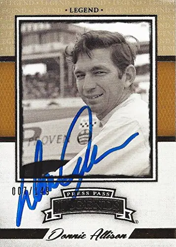 Autographed Donnie Allison 2013 Press Pass Legends Racing (Vintage) Gold Insert Signed Collectible Nascar Trading Card With Coa (#007 Of 149 Produced) 1