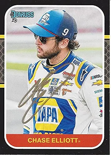 Autographed Chase Elliott 2020 Panini Donruss Racing (#9 Napa Driver) Hendrick Motorsports Black Border Signed Collectible Nascar Trading Card With Coa 1