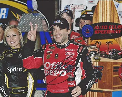 Autographed 2012 Tony Stewart #14 Office Depot Racing California Win (Auto Club 400) Victory Lane Trophy Rare Signed Picture 8X10 Inch Nascar Glossy Photo With Coa 1
