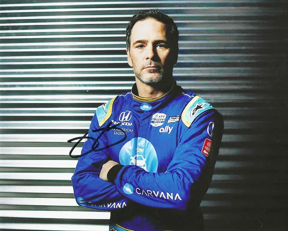 Autographed 2021 Jimmie Johnson #48 Chip Ganassi Racing Carvana Team Rare Signed Glossy Picture 8X10 Inch Indycar Series Glossy Photo With Coa 1