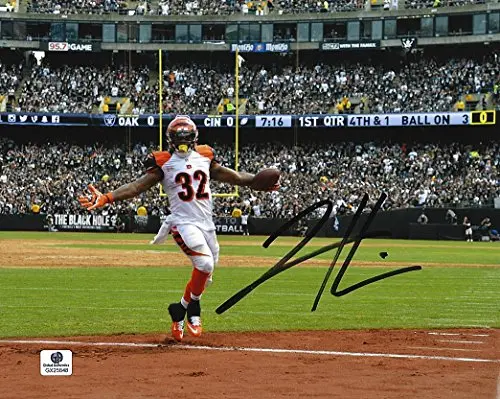 Autographed Jeremy Hill #32 Cincinnati Bengals Running Back (Touchdown) Signed 8X10 Glossy Nfl Football Photo With Coa 1