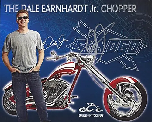 Autographed 2007 Dale Earnhardt Jr. #8 Budweiser Racing Orange County Choppers Rare Signed Picture 8X10 Nascar Hero Card With Coa 1