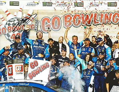Autographed 2017 Martin Truex Jr. #78 Auto-Owners Racing Kansas Race Win (Go Bowling 400 Victory Lane) Monster Energy Cup Series Signed Collectible Picture Nascar 9X11 Inch Glossy Photo With Coa 1