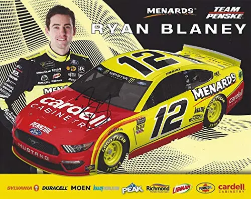 Autographed 2019 Ryan Blaney #12 Cardell Cabinetry/Menards Ford Mustang (Team Penske Racing) Monster Energy Cup Series Signed Collectible Picture Nascar 8X10 Inch Official Hero Card Photo With Coa 1