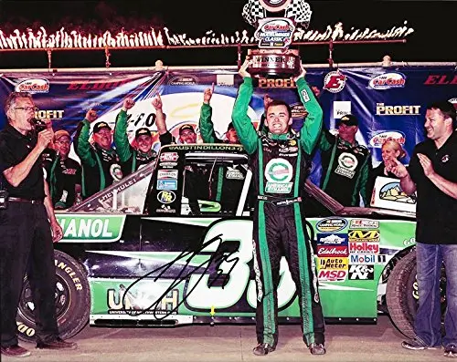 Autographed Austin Dillon #39 American Ethanol Racing El Dora Dirt Race Win (Victory Lane) Signed Glossy 8X10 Nascar Photo With Coa 1