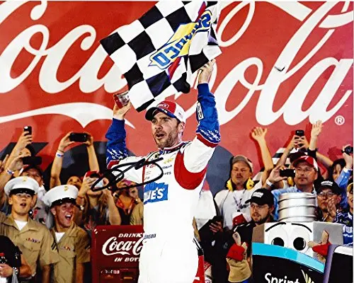 Autographed 2014 Jimmie Johnson #48 Lowe's Power Of Pride Charlotte Win (Flag) Signed 8X10 Nascar Glossy Photo W/Coa 1