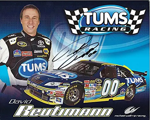 Autographed 2010 David Reutimann #00 Tums Racing Team (Mwr Cot Car) Signed 8X10 Nascar Hero Card With Coa 1