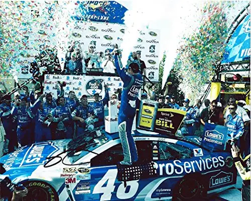Autographed 2015 Jimmie Johnson #48 Lowes Pro Services Racing Team Dover Win (Fedex 400) Victory Lane Hendrick Motorsports Signed Picture 8X10 Nascar Glossy Photo With Coa 1