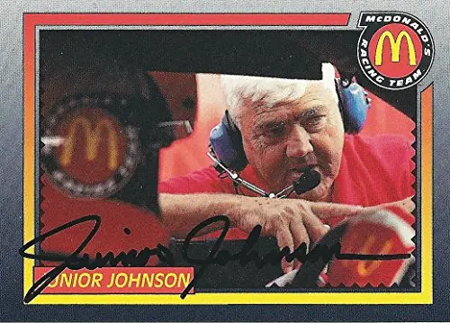 Autographed Junior Johnson 1992 Maxx Racing (Team Owner) Mcdonalds Race Team Rare Promo Signed Collectible Nascar Trading Card With Coa 1