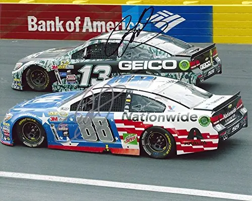 2X Autographed Dale Earnhardt Jr. & Casey Mears 2016 On-Track Racing Charlotte Motor Speedway Dual Signed 8X10 Inch Picture Nascar Glossy Photo With Coa 1