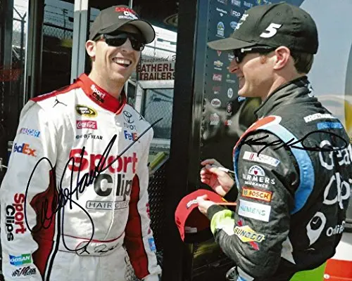 2X Autographed Kasey Kahne & Denny Hamlin 2014 Sprint Cup Series Dual Signed 8X10 Nascar Photo With Coa 1