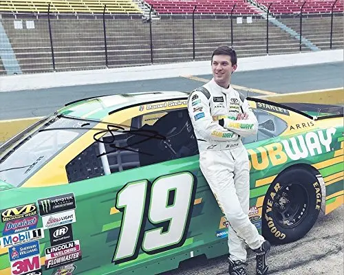 Autographed 2017 Daniel Suarez #19 Subway Racing Pit Road Pose (Joe Gibbs Team) Monster Energy Cup Series Signed Collectible Picture Nascar 8X10 Inch Glossy Photo With Coa 1