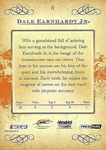 Autographed Dale Earnhardt Jr. 2011 Press Pass Eclipse Racing Jr Nation (#88 Amp Energy Team) Hendrick Motorsports Signed Nascar Collectible Trading Card With Coa 2