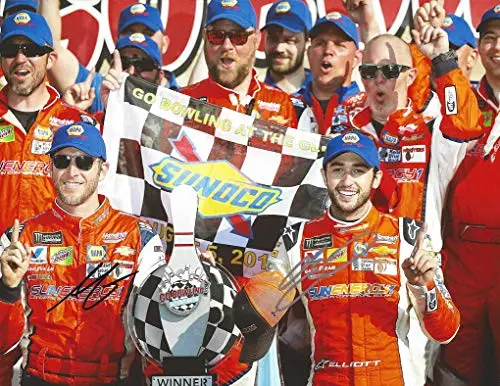 2X Autographed 2018 Chase Elliott & Alan Gustafson #9 Sun Energy Watkins Glen First Race Win (Victory Lane) Dual Signed Picture 9X11 Inch Nascar Photo With Coa 1