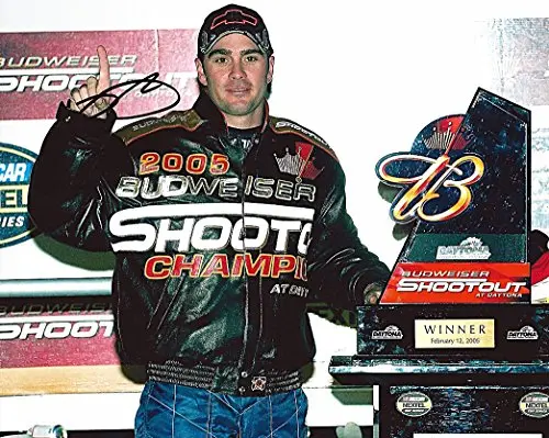 Autographed 2005 Jimmie Johnson #48 Lowe's Racing Daytona Budweiser Shootout Win (Victory Lane Trophy) Signed 8X10 Nascar Glossy Photo With Coa 1