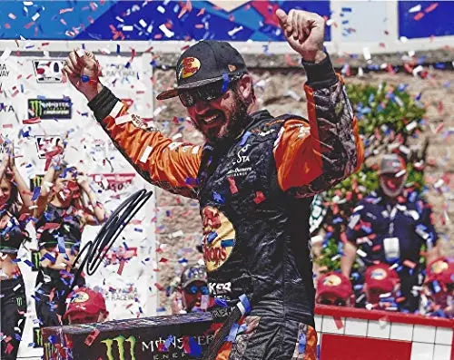 Autographed 2019 Martin Truex Jr. #19 Bass Prop Shops Toyota Sonoma Race Win (Victory Lane Celebration) Monster Cup Series Signed Collectible Picture 8X10 Inch Nascar Glossy Photo With Coa 1