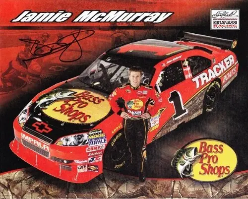 Autographed 2010 Jamie Mcmurray #1 Bass Pro Shops Racing (Earnhardt-Ganassi) Signed Nascar 8X10 Photo Hero Card With Coa 1