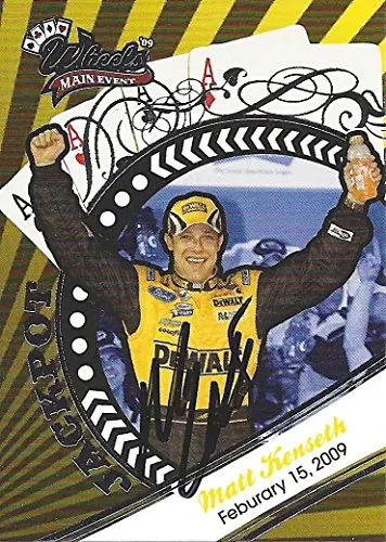 Autographed Matt Kenseth Matt Kenseth 2009 Wheels Main Event Racing Jackpot (Race Win) #17 Dewalt Roush Team Signed Collectible Nascar Trading Card With Coa 1