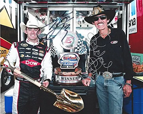 2X Autographed Austin Dillon & Richard Petty 2013 El Dora Win (Trophy Pose) Signed 8X10 Nascar Glossy Photo With Coa 1