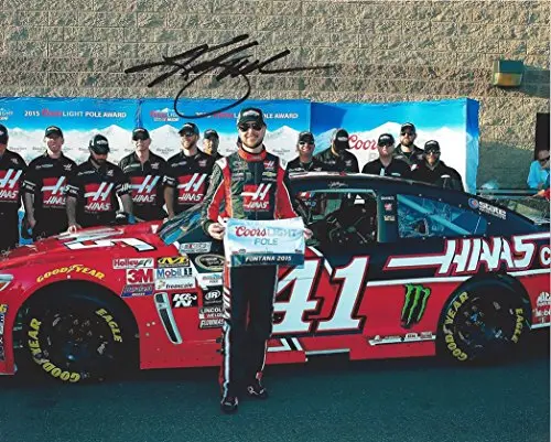 Autographed 2015 Kurt Busch #41 Haas Automation Racing Fontana Coors Light Pole Award (Sprint Cup Series) Signed Collectible Picture Nascar 8X10 Inch Glossy Photo With Coa 1