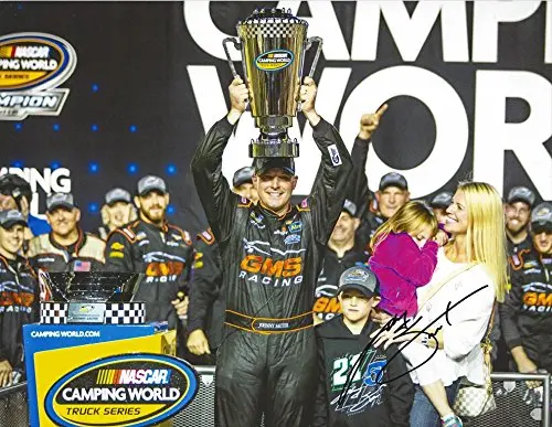 Autographed 2016 Johnny Sauter #21 Gms Racing Nascar Truck Series Champion (Victory Lane Trophy Celebration) Truck Series Signed Collectible Picture Nascar 9X11 Inch Glossy Photo With Coa 1