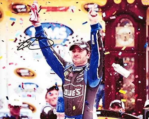 Autographed 2014 Jimmie Johnson #48 Lowe's Racing Tums 500 Race Win (Martinsville Short Track) Signed 8X10 Nascar Glossy Photo W/Coa 1