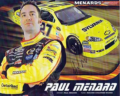 Autographed 2012 Paul Menard #27 Menards Racing (Sylvania) Signed 8X10 Nascar Hero Card With Coa 1