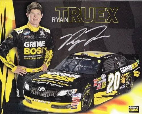 Autographed 2013 Ryan Truex #20 Grime Boss Racing (Nationwide Series) Signed 8X10 Nascar Promo Hero Card W/Coa 1