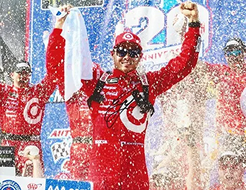 Autographed 2017 Kyle Larson #42 Target Racing Auto Club 400 California Race Win (Victory Lane Celebration) Monster Energy Cup Series Signed Collectible Picture Nascar 9X11 Inch Glossy Photo With Coa 1